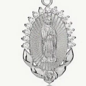 Miraculous Vintage Virgin Mary Pendant With Crystals at the Top Necklace